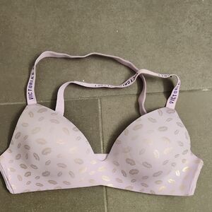 Victoria's Secret Light Purple Bra with Gold Lips